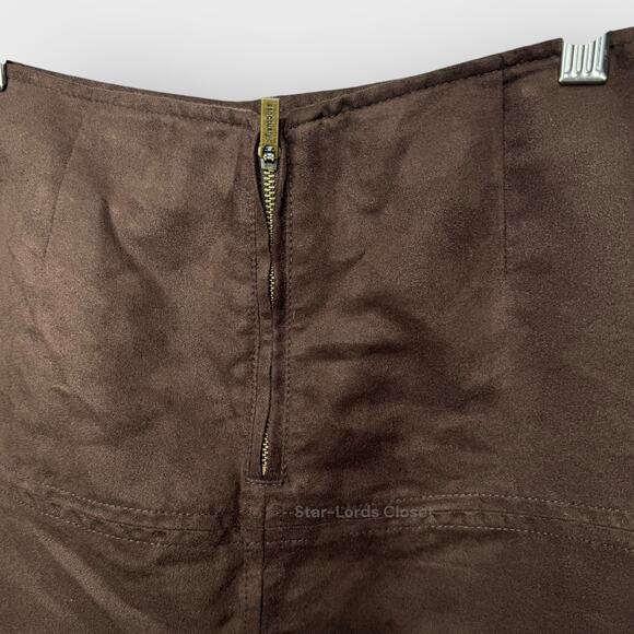 Sanctuary Faux Suede Mini Skirt S | Brown Zipper Mod Aesthetic Indie Western - Picture 6 of 7